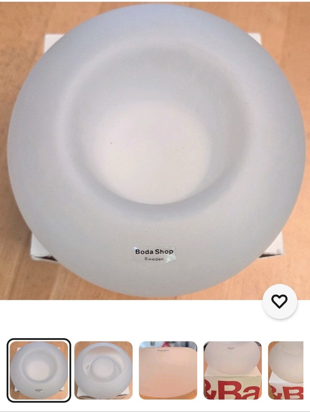 Boda Shop Sweden 6" Frosted Glass Candle Holder Bowl Vintage Crate & Barrel Box